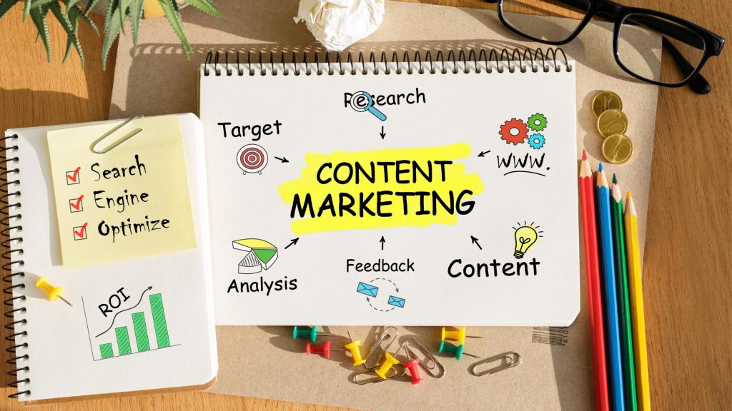 content marketing written on a paper