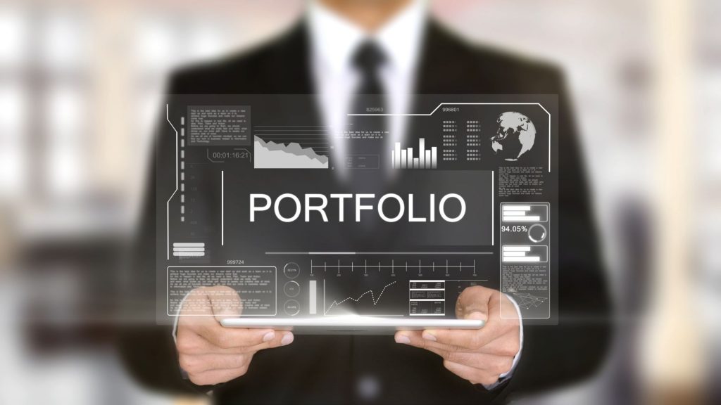 man holding portfolio hologram