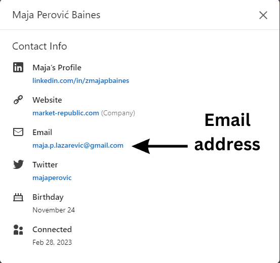 Contact info page - how to get emails from linkedin sales navigator